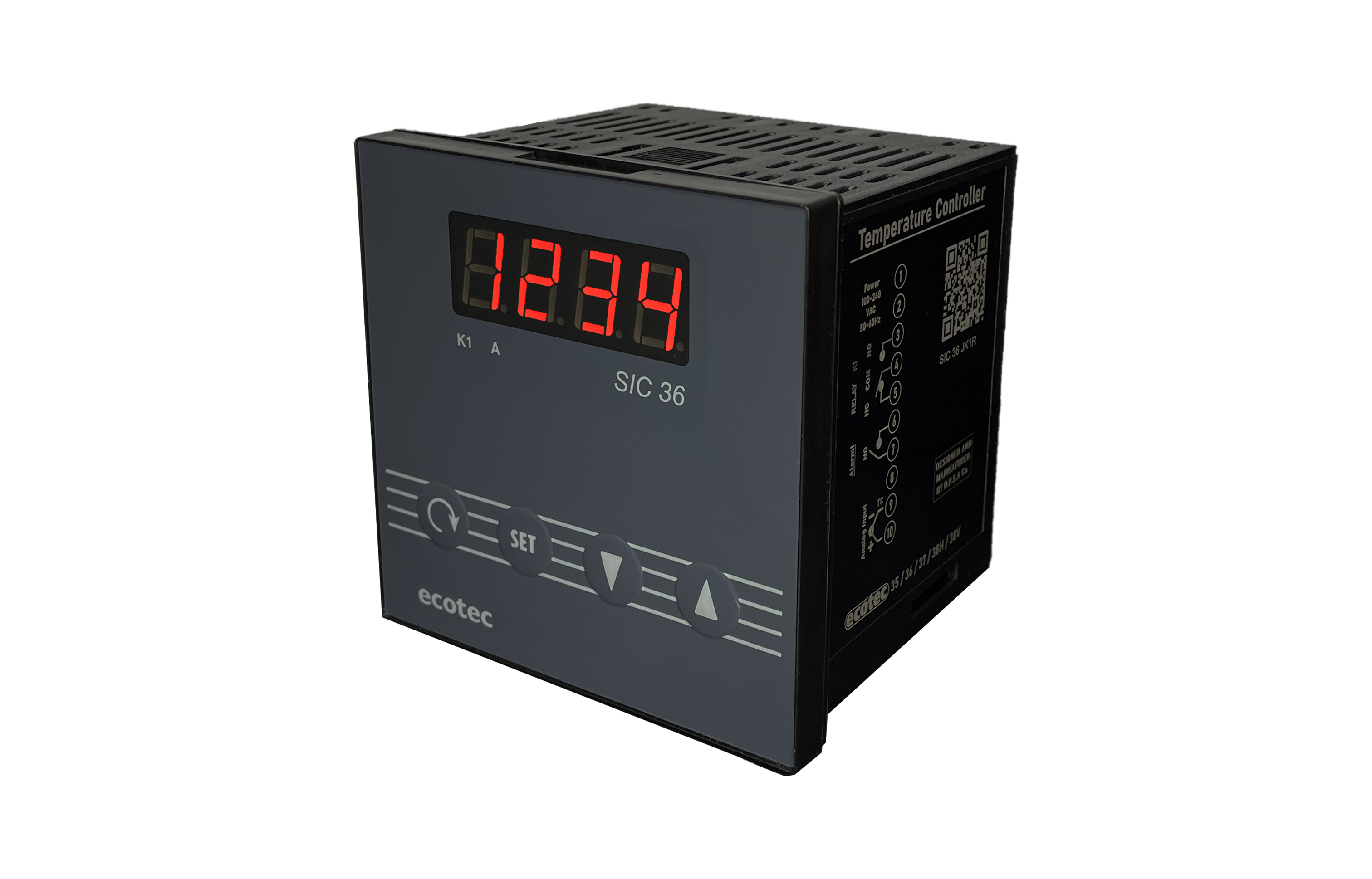 کنترلرحرارتی اکوتک Ecotec -SIC36 با نمایشگر یک ردیفه مولتی رنج مدلecotec SIC36 JKR1 96*96 با وردی ترموکوپلPT100 J&K