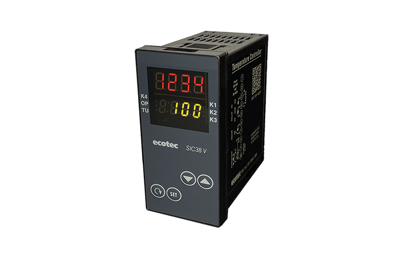 کنترلر ecotec با نمایشگر دو ردیفه مولتی رنج مدلecotec SIC 38-V M-R2 عمودی  ۹۶*۴۸با خروجی SSRورله و وردی ترموکوپلPT100 J&K