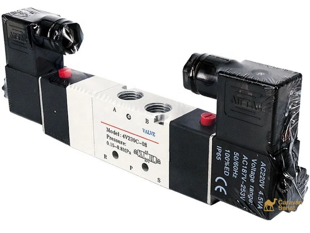 شیر برقی پنوماتیک وسط بسته 2 بوبین 1/4 اینچ 5/3 مدل Model:4V230C-08