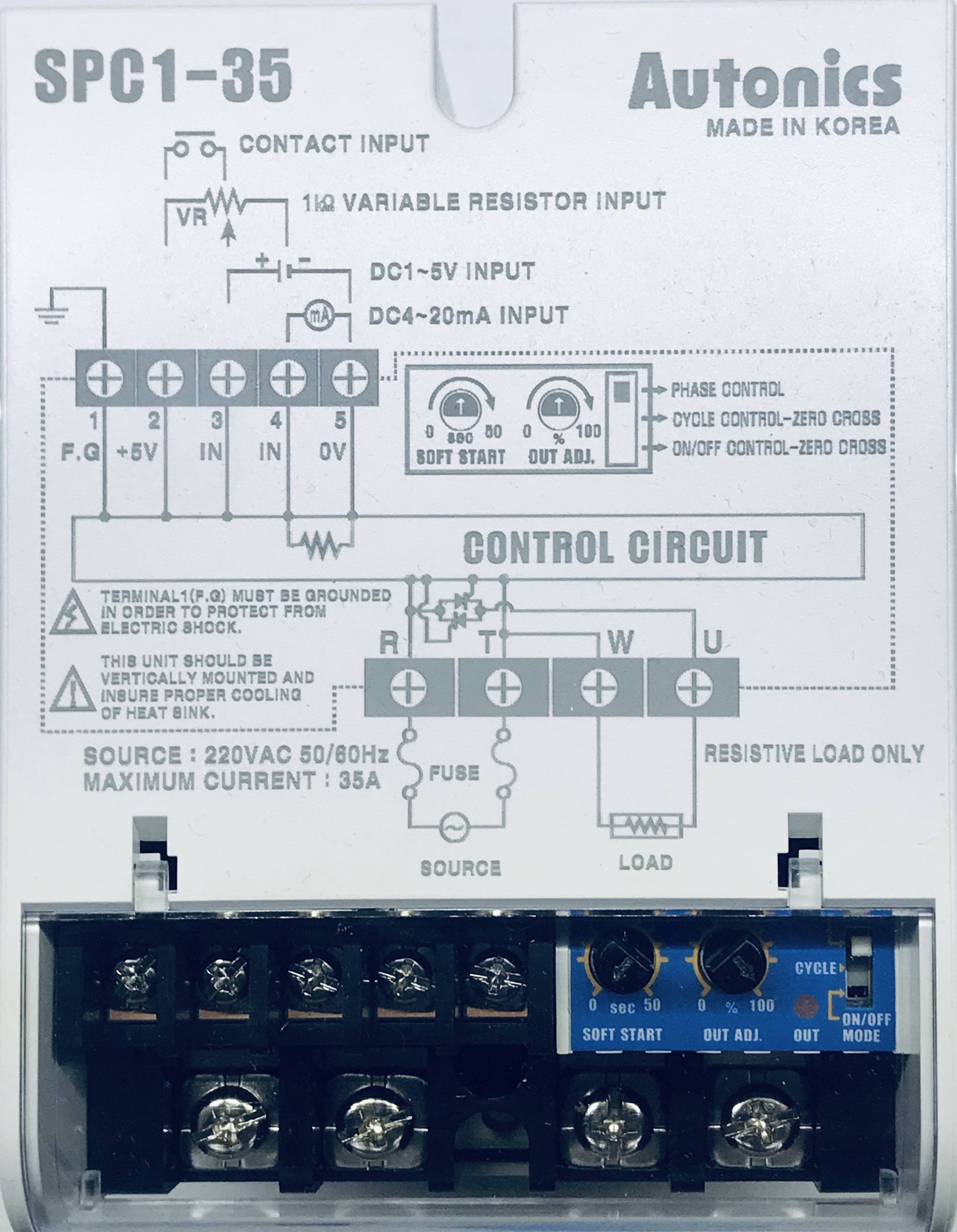 پاور کنترلر توان تک فاز 35A اتونیکس کره 220VAC/.SPC1- 35 - E