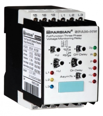 سوپر کنترل فاز پارسیان کنترل   سه فاز با نه LED + نول 3P+N مدل PAM-W