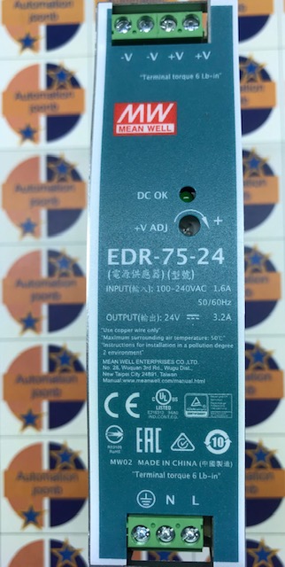 منبع تغذیه سوئیچینگ 3/5 آمپر مین ول  3/5A EDR-75-24 مدل ( Mean Well Switched Mode Power Supply  EDR-75-24) یا SMPS